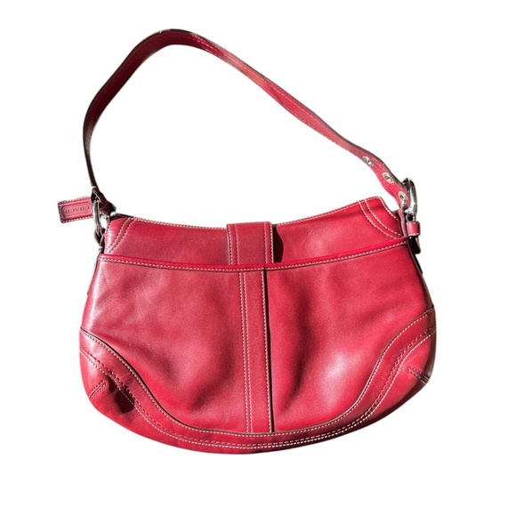Vintage Y2K Coach Leather SOHO Hobo Red Purse H0778 - Picture 2 of 8